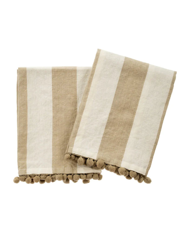Pom Pom Stripe Tea Towels (Multiple Colors Available)