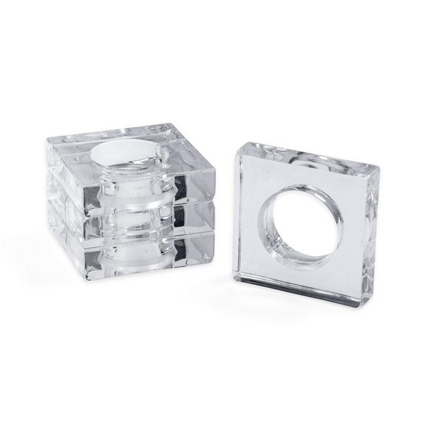Caspari Acrylic Napkin Rings in Crystal Clear - Set of 4