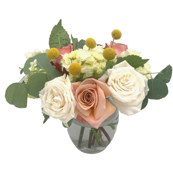 Jardin Blooms Fresh Flower Hand-Tied Bouquet + Vase