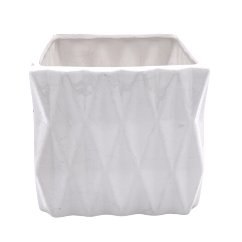 Ceramic White Diamond Square Container