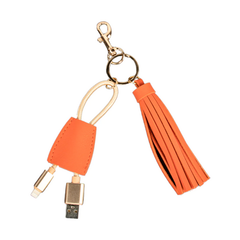 Tassel Keychain W. USB Cord - Orange